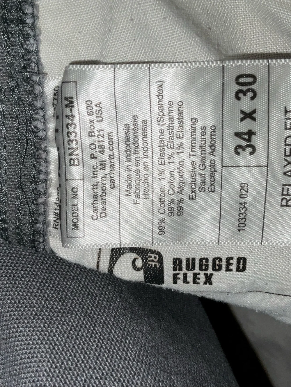 Carhartt Rugged Flex Relaxed Fit Double Knee Pants Gray 34x30 Workwear 103334